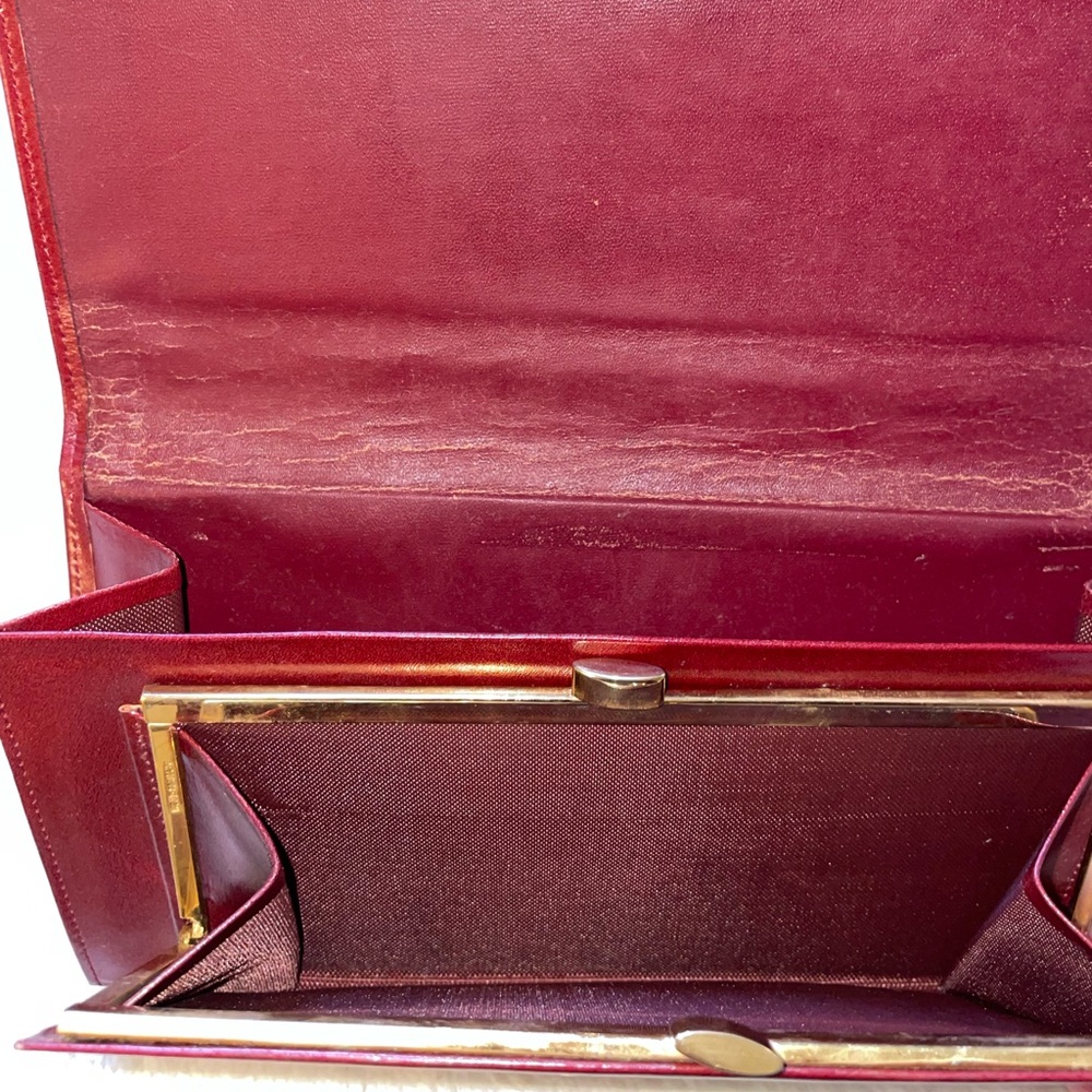 Vintage Celine Deep Red Tri-fold Sulky C Horse Carriage Oversized Wallet - Picture 4 of 11
